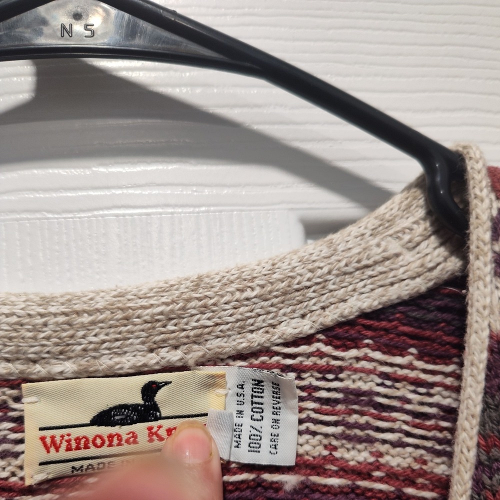 Vintage 90s Winona Knits Cotton Pattern Multicolor Sweater Vest Sz XL USA Made - Picture 4 of 6